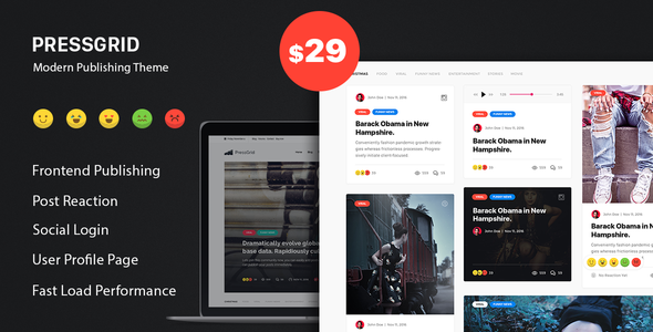 PressGrid – Giao diện đa phương tiện & phản ứng xuất bản Frontend 1.3.1