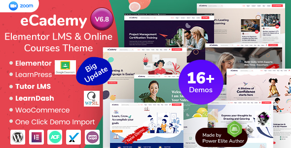 ecademy 6.5 – chủ đề Elementor LMS & khóa học trực tuyến