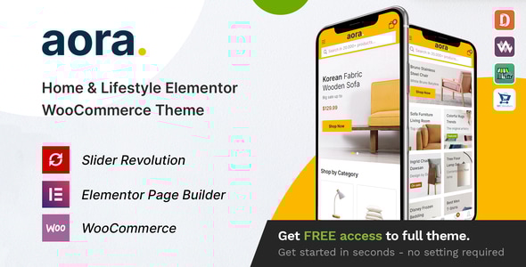 Aora 1.3.9 – Chủ đề WooCommerce của Elementor dành cho Trang chủ & Phong cách sống