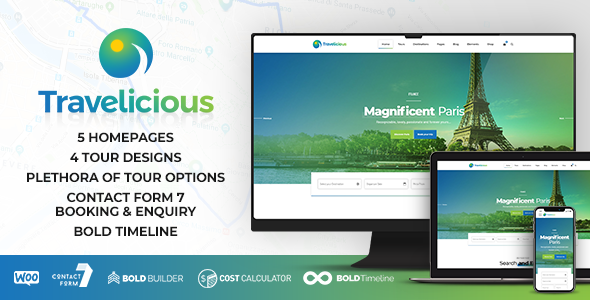 Travelicious 1.5.5 – Giao diện WordPress dành cho nhà điều hành tour du lịch