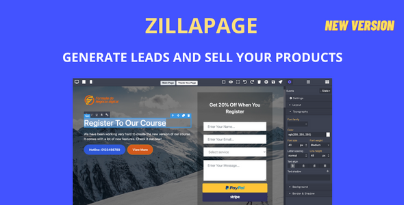 Zillapage 1.1.7 – Trang đích và trình tạo thương mại điện tử – Đã kích hoạt