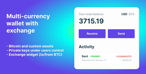 Ví tiền điện tử Bitcoin, Ethereum, ERC20 với sàn giao dịch 1.1.1519