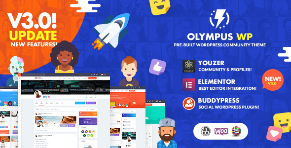 Olympus 3.97 – Chủ đề WordPress về mạng xã hội