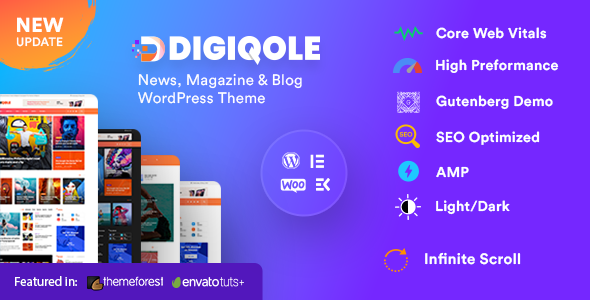 DigiQole 2.2.4 – Giao diện WordPress Tạp chí Tin tức
