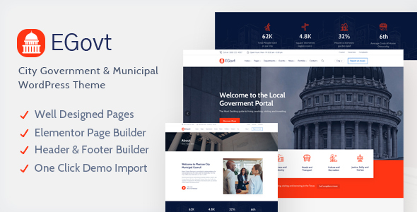 EGovt 1.5.5 – Giao diện WordPress dành cho chính quyền thành phố