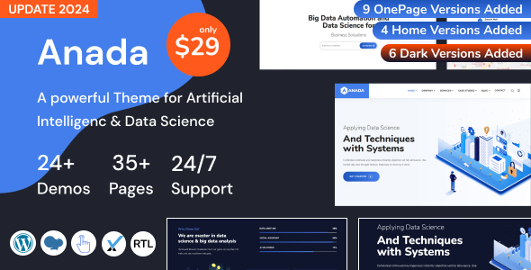 Anada 2.4 – Chủ đề WordPress SaaS về Khoa học Dữ liệu & Phân tích