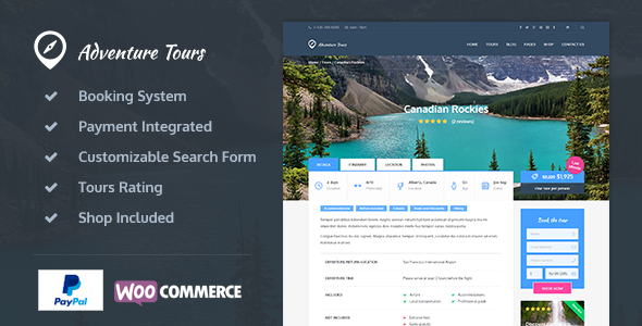 Adventure Tours 5.2.1 – Giao diện WordPress Tour/Du lịch