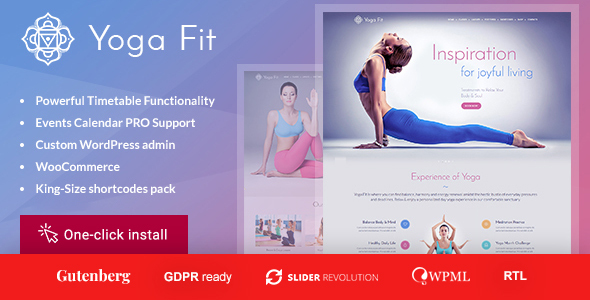 Yoga Fit 1.3.2 – Giao diện WordPress về thể thao, thể hình và phòng tập thể dục