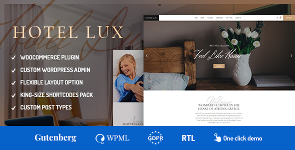 Hotel Lux 1.1.9 – Theme WordPress dành cho khu nghỉ dưỡng và khách sạn