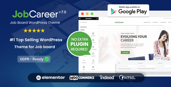 JobCareer 6.4 – Giao diện WordPress đáp ứng cho trang web việc làm với tất cả các plugin